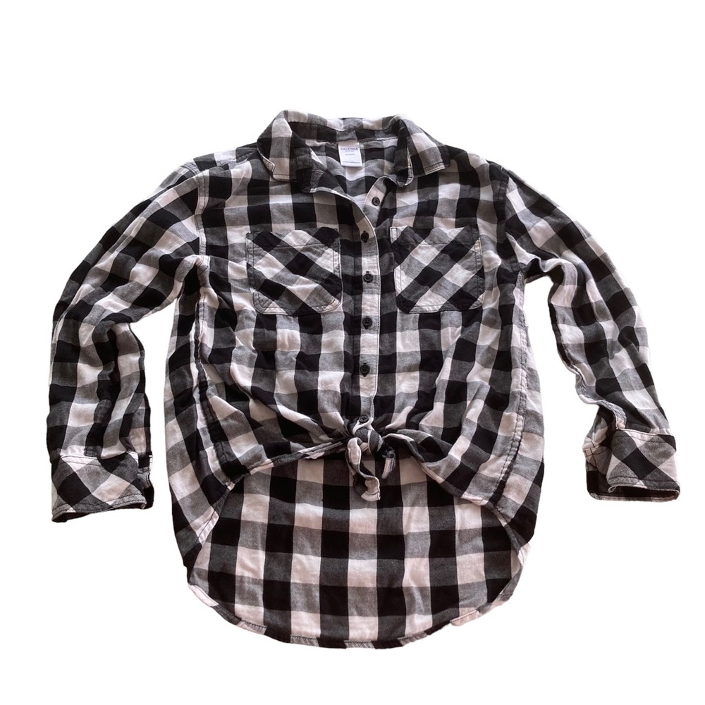 Arizona Jean Co girls long sleeve black and white check button down medi…